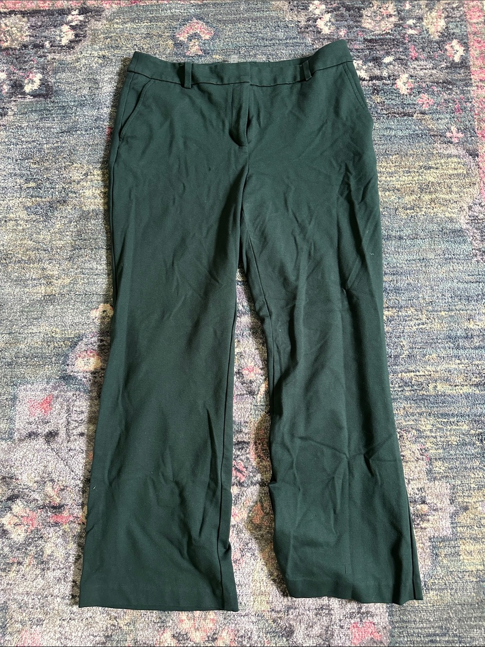 Anne Klein Forest Green Trouser Dress Pants Size 8 with Belt Loops and Pockets